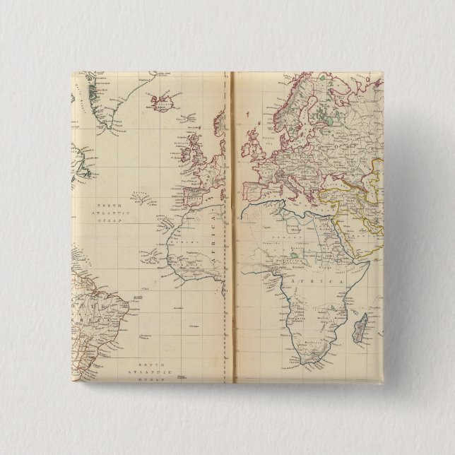 Chapa Cuadrada Mundo, proyección de Mercator 2 (Anverso)