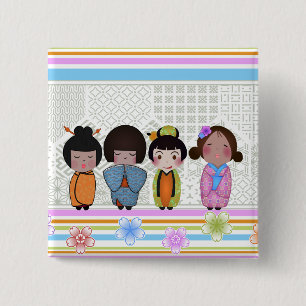 Chapa Cuadrada muñecas kokeshi