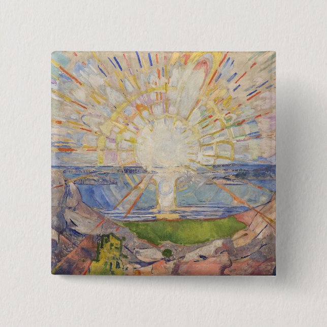 Chapa Cuadrada Mural Edvard Munch Pintando El Sol (Solen) (1911) (Anverso)