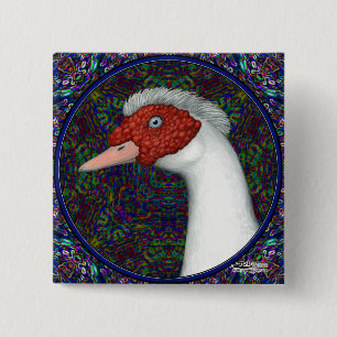 Chapa Cuadrada Muscovy Duck Head White