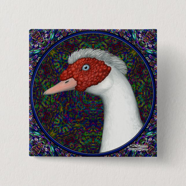 Chapa Cuadrada Muscovy Duck Head White (Anverso)