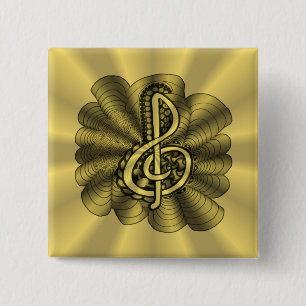 Chapa Cuadrada Music Treble Clef Gold Personalizado