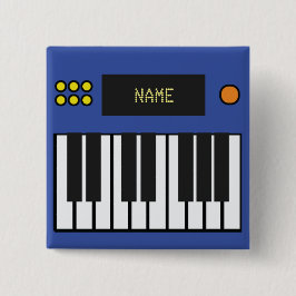 Chapa Cuadrada Música de teclado de piano de Personalizable azul