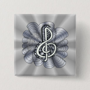 Chapa Cuadrada Música Treble Clef Silver