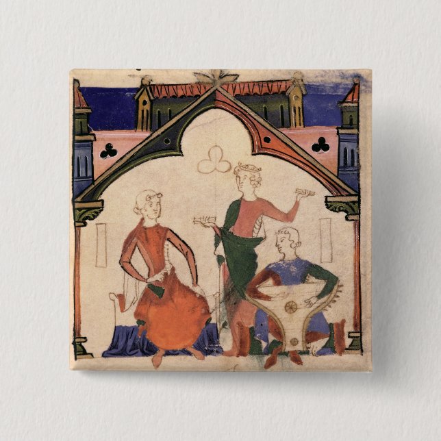 Chapa Cuadrada Músicos que juegan castañuelas y un salterio (Anverso)