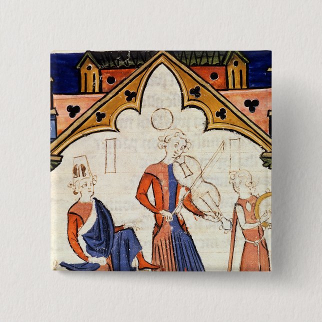 Chapa Cuadrada Músicos que juegan una viola y una pandereta (Anverso)