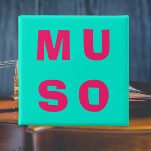 Chapa Cuadrada Muso Músico Bold Music Tema Aqua Fuchsia