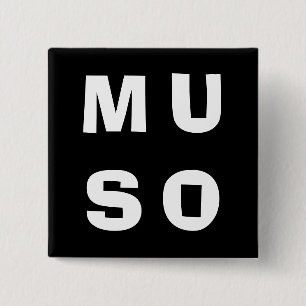 Chapa Cuadrada Muso Músico Contemporáneo Minimalista Blanco Negro