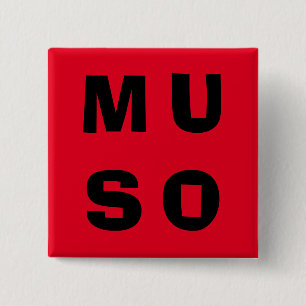 Chapa Cuadrada Muso Músico Letra Contemporánea Rojo Negro
