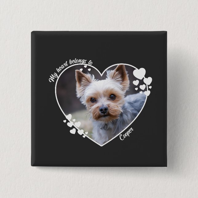 Chapa Cuadrada My heart belongs to customized dog T-Shirt (Anverso)