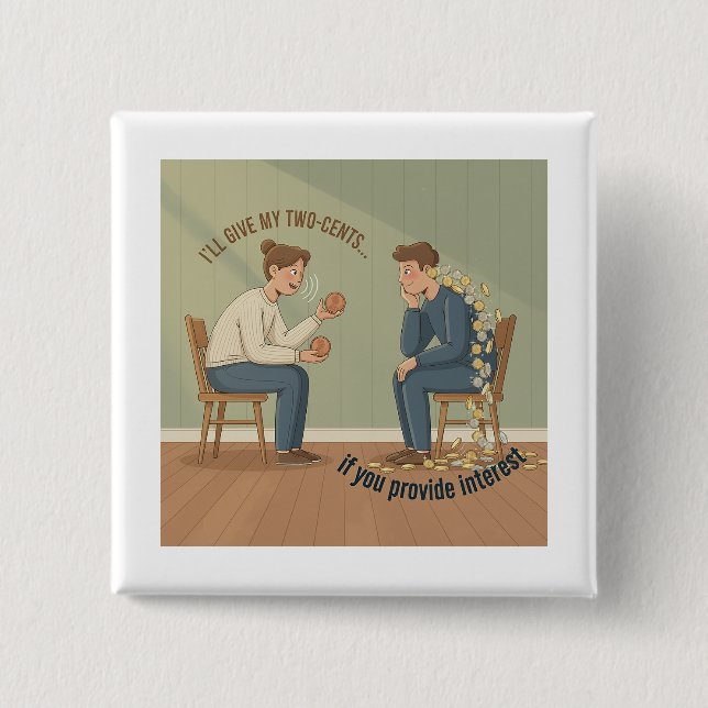 Chapa Cuadrada My Two-Cents Button (Anverso)