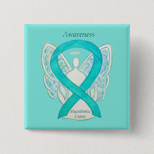 Chapa Cuadrada Myasthenia Gravis Awareness Angel Ribbon Art Pin