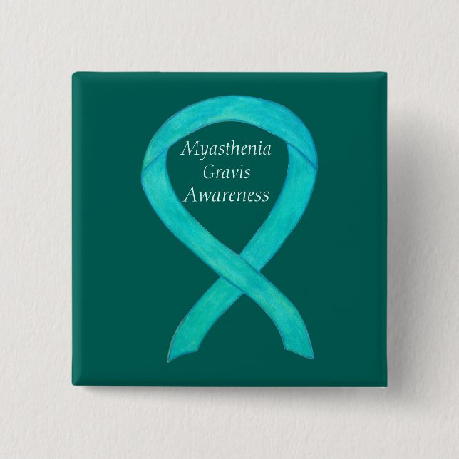 Chapa Cuadrada Myasthenia Gravis Awareness Ribbon Art Personaliza (Anverso)