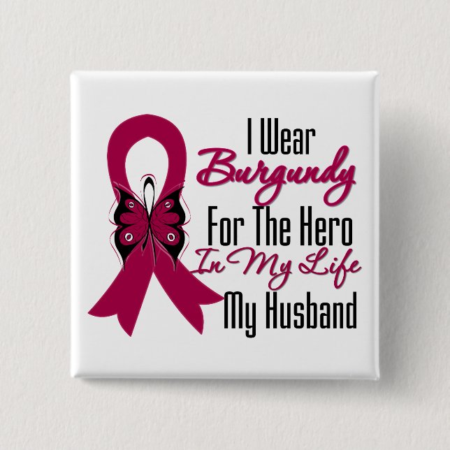 Chapa Cuadrada Myeloma Ribbon Hero My Husband (Anverso)