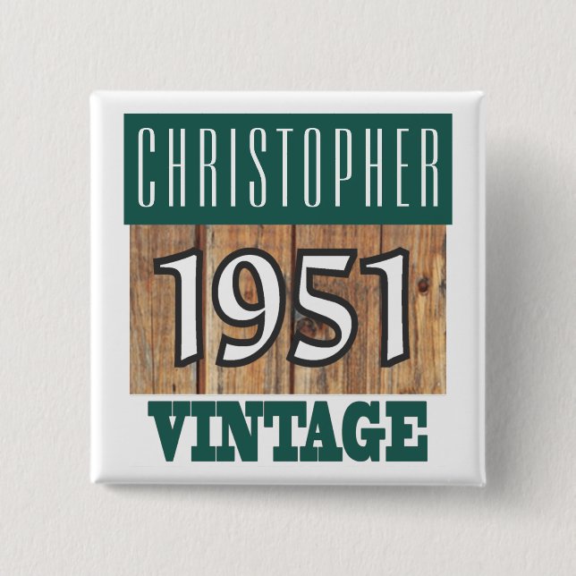 Chapa Cuadrada Nacido en 1951, año de nacimiento personalizado (Anverso)