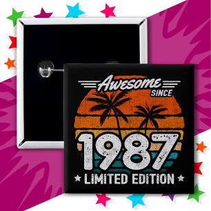 Chapa Cuadrada Nacido en 1987 edición limitada retro asombroso de