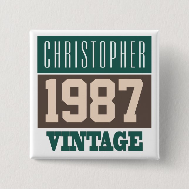 Chapa Cuadrada Nacido en 1987, regalo personalizado (Anverso)