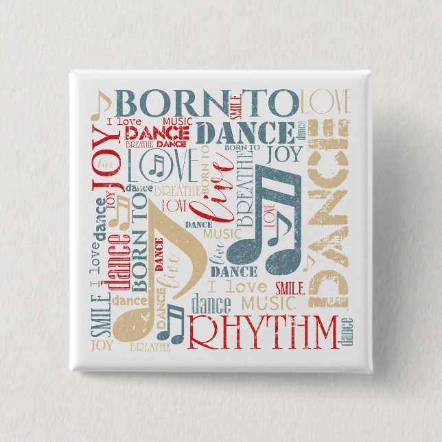 Chapa Cuadrada Nacido en Dance Blue/Red/Gold ID277 (Anverso)