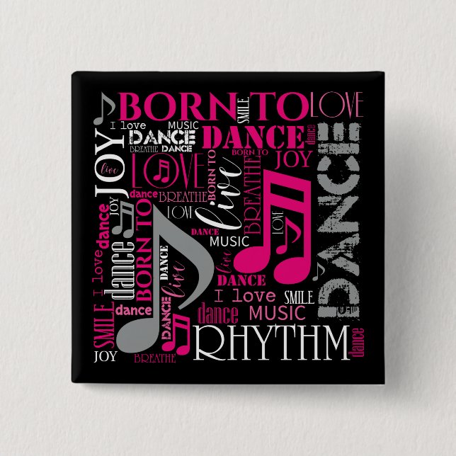 Chapa Cuadrada Nacido en Dance Pink ID277 (Anverso)