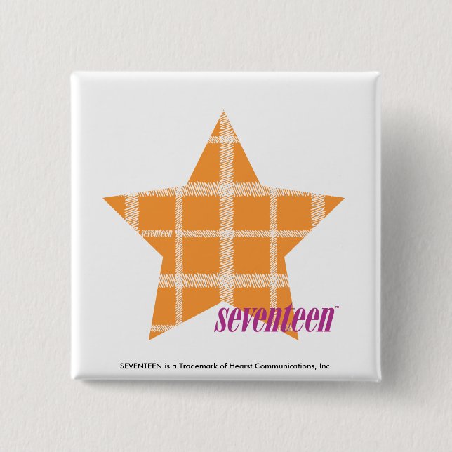 Chapa Cuadrada Naranja 2 de la tela escocesa (Anverso)