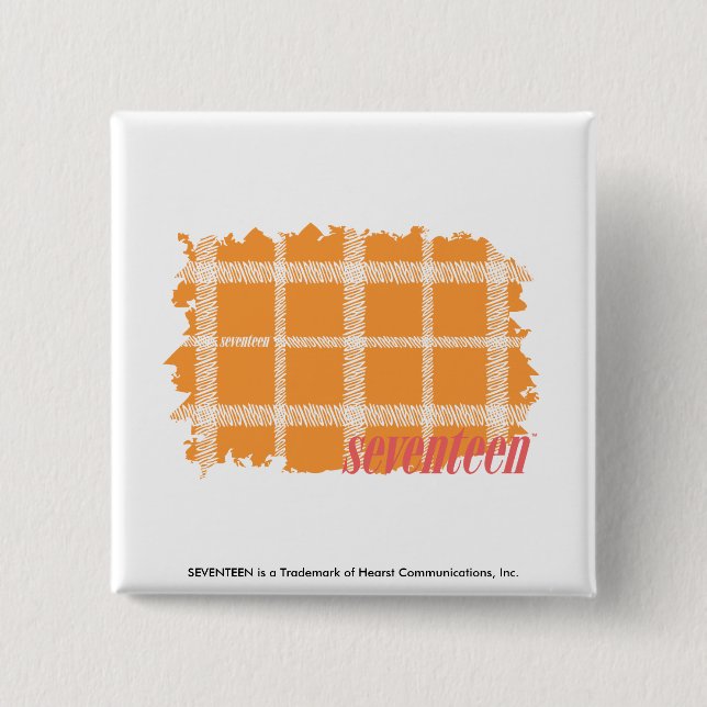 Chapa Cuadrada Naranja 3 de la tela escocesa (Anverso)