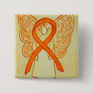 Chapa Cuadrada Naranja Angel Awareness Ribbon Personalizado Pins