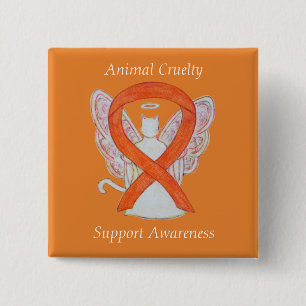 Chapa Cuadrada Naranja de crueldad animal Cinta de sensibilizació