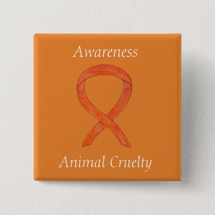 Chapa Cuadrada Naranja de crueldad animal Pin Personalizado Cinta