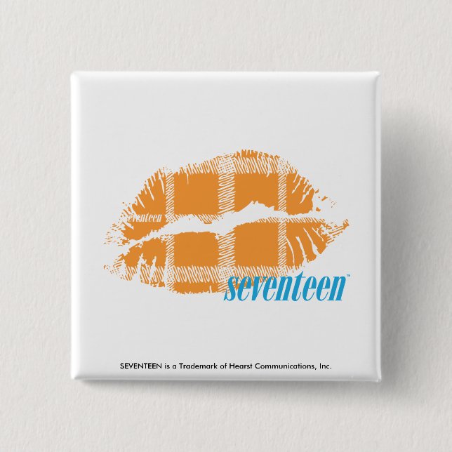 Chapa Cuadrada Naranja de la tela escocesa (Anverso)