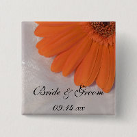 Naranja Gerber Daisy y Boda satinado blanco