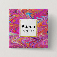 Naranja rosa Swirls Groovy Design Bridesmaid