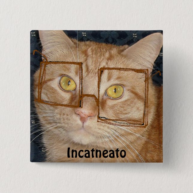 Chapa Cuadrada Naranja Tabby Cat/Incognito Humor (Anverso)