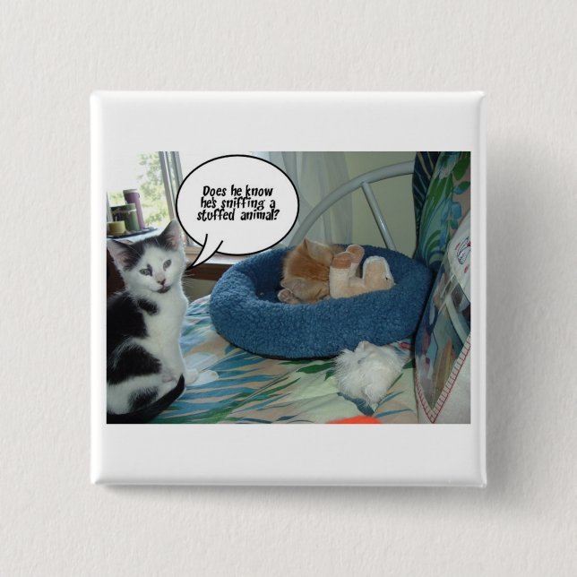 Chapa Cuadrada Naranja Tabby Kitty Cat (Anverso)