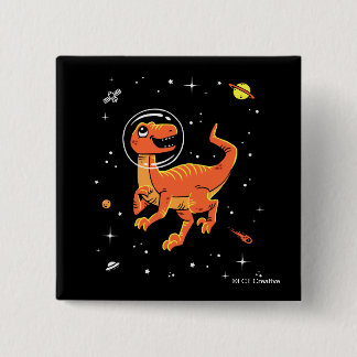 Chapa Cuadrada Naranja Tyrannosaurus Dinos En El Espacio