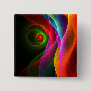 Chapa Cuadrada Naranja Verde Rojo Patrón de arte abstracto modern