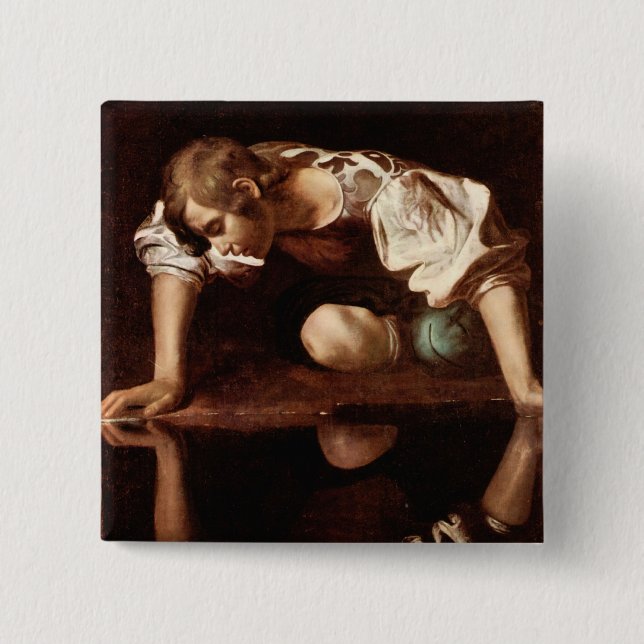 Chapa Cuadrada Narciso por Caravaggio (Anverso)
