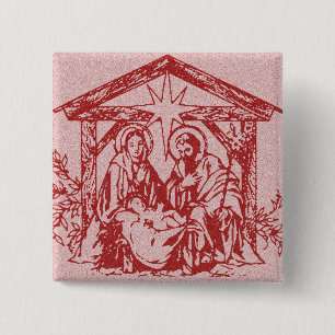 Chapa Cuadrada Natividad roja
