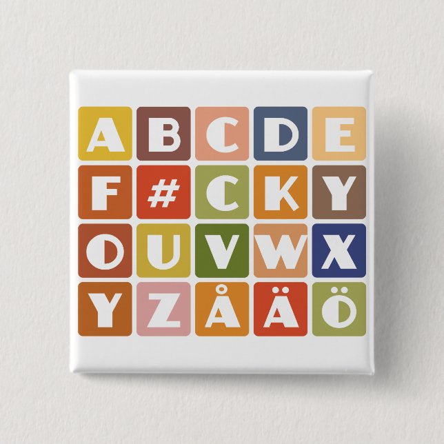 Chapa Cuadrada Naughty Alphabets button (Anverso)