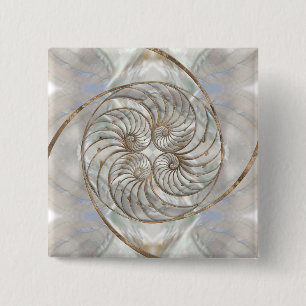 Chapa Cuadrada Nautilus Shell - Madre de la Perla y el oro