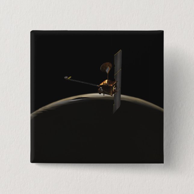 Chapa Cuadrada Naves espaciales de Mars Odyssey sobre el amanecer (Anverso)