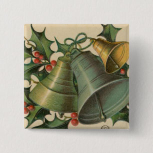 Chapa Cuadrada Navidad Belces del vintage y acebo