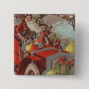 Chapa Cuadrada Navidad GreetingSanta en coche