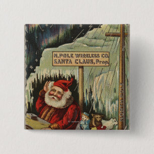 Chapa Cuadrada Navidad GreetingSanta en Polo Norte