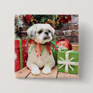 Chapa Cuadrada Navidad - Shih Tzu - peluche
