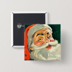 Chapa Cuadrada Navidad Vintage, Alegre Santa Claus Retro de los 5