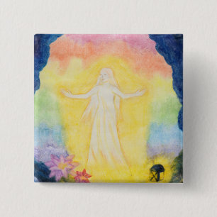 Chapa Cuadrada Navidades acuarela pintar ángel y arco iris