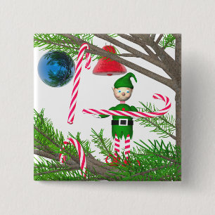 Chapa Cuadrada Navidades Candy Cane Elf
