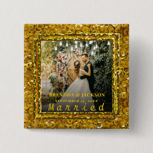 Chapa Cuadrada Navidades casados Boda elegante tipo oro Foto