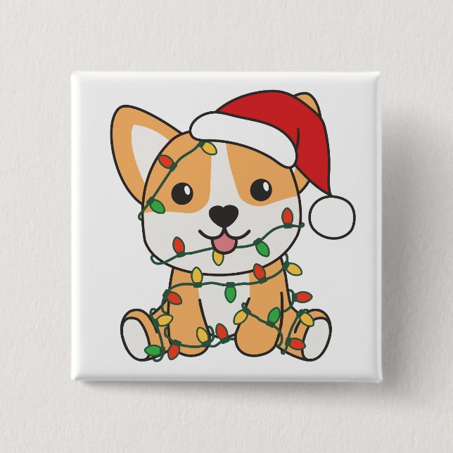 Chapa Cuadrada Navidades Corgi Animales De Invierno Perro (Anverso)