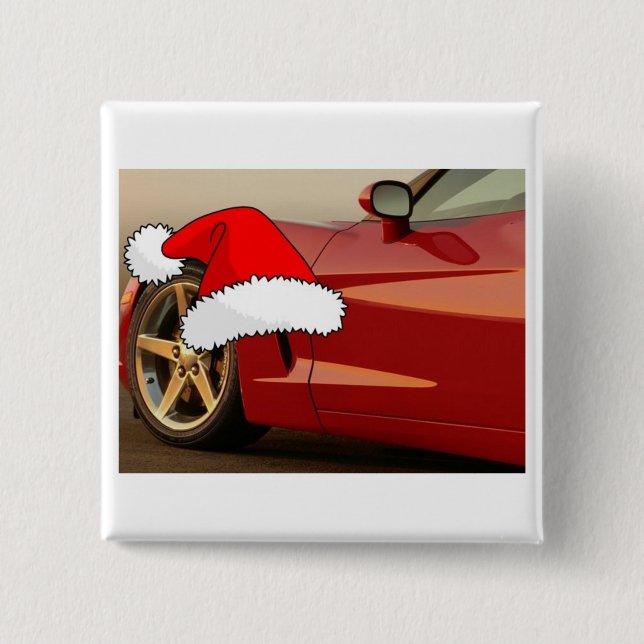 Chapa Cuadrada Navidades Corvette rojo (Anverso)